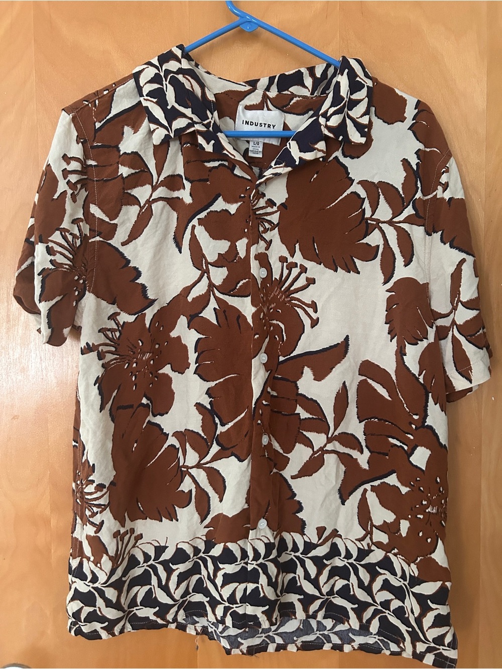 Industry Brown Floral Hawaiian Button-Up Shirt